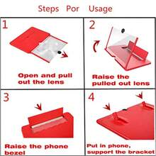 Amplificador de pantalla de 12 pulgadas generación de soporte para teléfono móvil Mmobile Lupa de pantalla para ver películas videos etc. La mejor opción para regalos rojo - Rojo - Ver 4