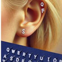 1 Paar 925er Sterling Silber modische und minimalistische 3D A-Z Buchstaben Ohrringe & Ohrstecker, perfekt für Partys und ein ideales Geschenk für Freundinnen, Mütter und Schwestern. - Ein Paar Ohrringe - Übersicht 6