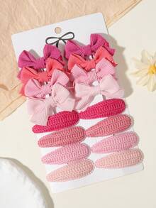 16件套2026新款蝴蝶结发夹套装，华夫格纹理发夹，温和呵护儿童头发 - 混合色 - 查看 15