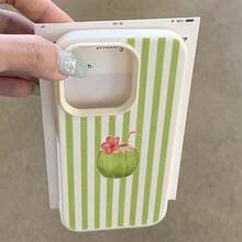 Fundas para celular de moda 20262026Una funda para teléfono - Funda para teléfono con diseño floral verde de verano y rayas de cocotero para iPhone 17/16 Pro Max/14/16 Plus/15/13 Pro/12/11 - Cubierta protectora elegante y duradera - iPhone XR - Ver 6