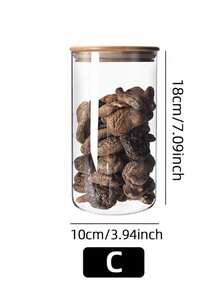 1 件高硼硅玻璃密封罐厨房储物罐带木盖，茶/咖啡/糖果容器，玻璃瓶 - 無色 - 查看 19