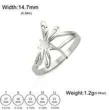 AMAXER 1pc Stainless Steel Butterfly & Dragonfly Design Ring, Minimalist Fashion Vacation Style Personalized Ring, Daily Wear Birthday Gift Jewelry - animal - View 17