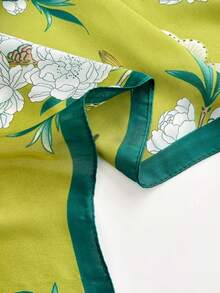 Pañuelo de seda sintética con estampado floral de primavera y verano, accesorio decorativo versátil de moda coreana para el cuello, diadema, playa, vacaciones, viajes esenciales - Multicolor - Ver 7