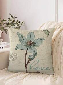 2 pièces Housses de coussin réversibles en peluche douce à imprimé floral et papillon, 45 cm x 45 cm, amovibles et lavables, style vintage botanique de ferme pour canapé, chambre à coucher - 2 pièces - Voir 6