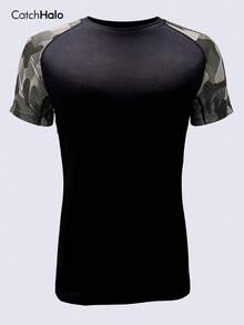 Men's Fitness Compression Shirt, Black Camouflage Sports T-Shirt, Elastic Breathable Quick-Dry, Suitable For Training, Running, Basketball And Daily Wear - Multicolor - View 8
