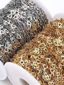 Dây chuyền dài 1m bằng thép không gỉ, hình trái tim rỗng, mạ vàng, có thể dùng để tự làm vòng cổ, vòng tay, lắc chân. - Sáng - Xem 4