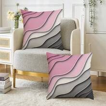 2 piezas Fundas de cojín con estampado geométrico abstracto, lavables a máquina con cierre de cremallera, diseño estampado decorativo, adecuado para decoración del hogar y la oficina (Inserto de cojín no incluido) (Sin bordado) - 2pcs - Ver 9