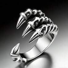 Anillo abierto de garra de dragón oscuro punk para hombres, adecuado para uso diario - Negro - Ver 5