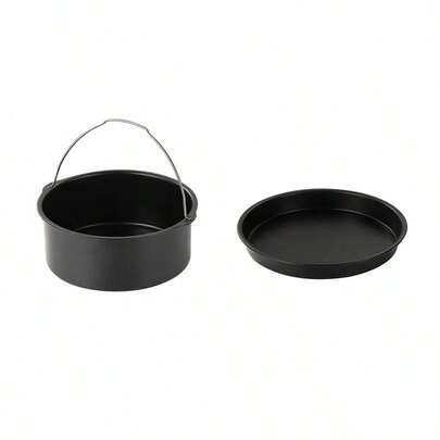2-Piece Universal Air Fryer Accessory Set: Steel Pizza Pan & Cake Barrel