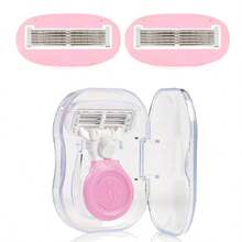 Combination Set [1 Handle+3 Heads+1 Box] Women's Razor For Hair Removal, Waterproof Wet & Dry Use, Portable Epilator For Legs, Armpits & Bikini Line , Ideal For Home & Travel - Pink - View 10