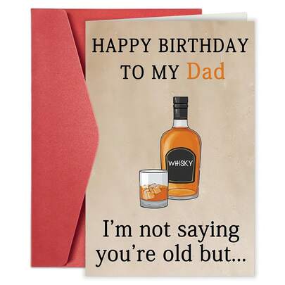 1pc Funny Birthday Card For Dad, Father Gifts From Son Daughter Kids, Happy Birthday Decoration For Dad