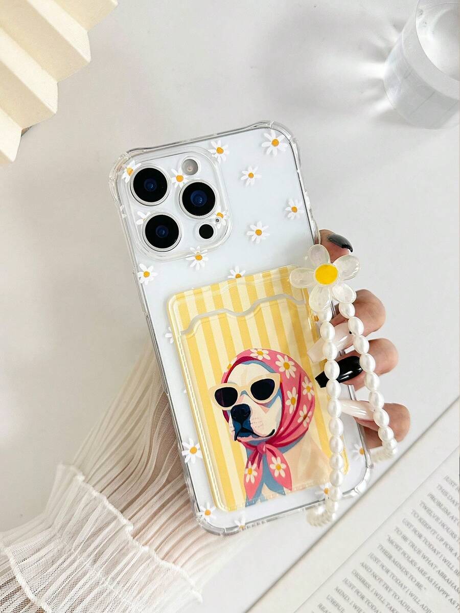 透明卡槽硅胶软壳全包保护套，彩色条纹小狗图案，兼容 17 Pro/17 Air/17/17 Pro Max/16/11/16 Pro/16 Plus/16 Pro Max/16 e/15 Pro Max/13/14/12/XS/XR/7G/8P，Galaxy S25/S25 Plus/S25 Ultra/A16/A36