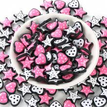 10 piezas de cuentas acrílicas con lunares, blancas y rosas con contorno negro con forma de corazón/estrella con estilo de dibujos animados, adecuadas para hacer joyas DIY como pulseras, collares, bolígrafos, colgantes de teléfono, llaveros, accesorios de bolso y proyectos artesanales - Multicolor - Ver 9