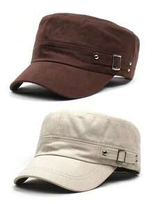 1pc Unisex Rivet Army Cap Flat Top Baseball Cap With Adjustable Strap, Suitable For Outdoor, Mountaineering, Holiday, Daily Use, Sun Protection - Multicolor - View 27