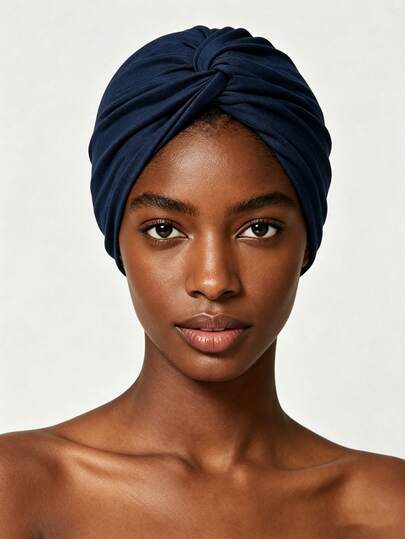 1件装女士复古纯色褶皱头巾，柔软弹力发带，适合瑜伽、睡眠、日常佩戴，预褶皱头巾，舒适的化疗帽和发饰