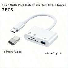 三合一 USB-C 转 Micro SD 卡读卡器适配器，兼容 iPad Pro 及更多 USB-C 设备 - 白色 - 查看 9