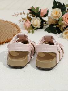 1 đôi dép xăng đan PU thoáng khí cho bé gái, đế mềm, chống trơn trượt, nhẹ, thích hợp cho trẻ nhỏ đến trung bình vào mùa hè. - Hồng - Xem 5