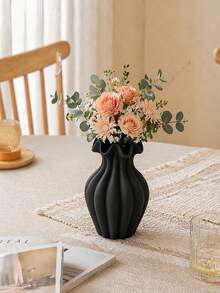 1pc Modern Minimalist Wavy Rim Flower Vase, Suitable For Living Room, Shelves And Tabletop Decor - Multicolor - View 7