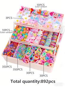 892pcs Flower & Butterfly Hair Scrunchies & Clips Set, Includes Flower Scrunchies And Butterfly Hair Clips, Minimalist Cute High Elasticity Hair Accessories Set, Suitable For Girls, School, Holidays, Birthdays And Various Party Events, Versatile Matching - Multicolor - View 6