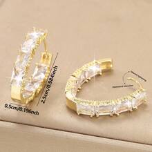 Fashion Copper Inlaid  U-Shaped Geometric Ear Buckle Earrings European And American Personality Niche Temperament Ins High-End Earrings Women - Silvery - 查看 5