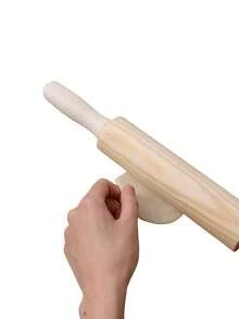 Wooden Rolling Pin With Rotating Handle, 360 Degree Non-Stick & Non-Wax, For Making Pastry Dough, Dumpling Skin, Baking Tools - Multicolor - View 4
