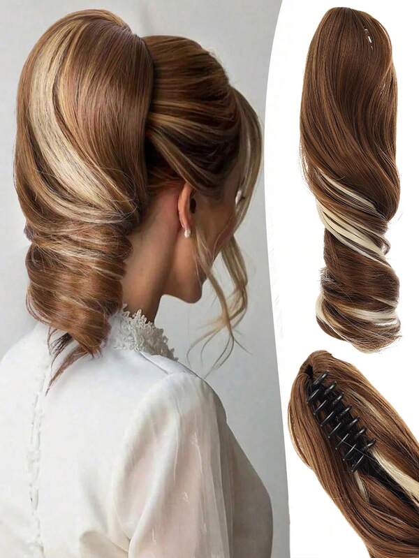 10 Inch Long Wavy Heat-Resistant Synthetic Ponytail Hair Extension, Multiple Colors Available, Suitable For Women's Party And Daily Wear