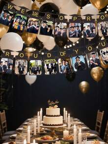 1 Set Of Graduation Season Star-Studded Graduation Cap Banner Decorations; Graduation Party Decorations, Photo Props For Graduates, Banners For Homecoming Events, Graduation Atmosphere Decorations, And Surprise Decorations For Graduation Ceremonies. - View 6