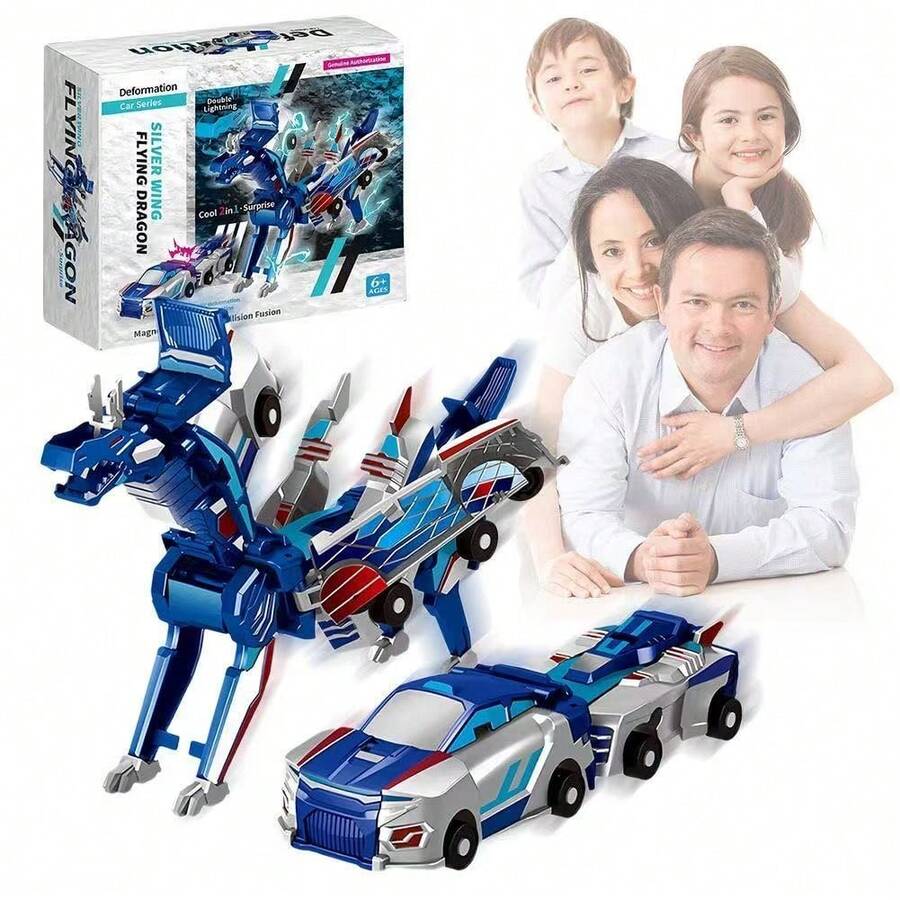2 Piece Unicorn Robot, Transforming Car Robot Toy, Unicorn Cars Toy, Collision Deformation Combined Robot, Unicorn Car Robot Set - Azul - Ver 1
