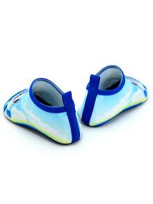 儿童男童浅蓝色卡通大鲨鱼印花TPR防滑防护水袜，适合水上活动 - 彩色 - 查看 7