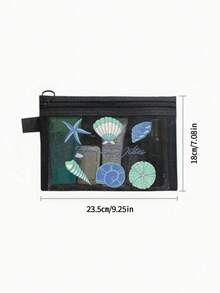 Beach Theme Mesh Makeup Bag - Beach Vacation Essential Storage Bag, Printed With "Beach Vibes" Logo, Colorful Marine Life Pattern (Including Starfish And Shells), Suitable For Beach Vacation, Pool Party, Travel, Business Trip, Summer Essential, Perfect For Birthday, Back To School, Teacher's Day Gift - Multicolor - View 10