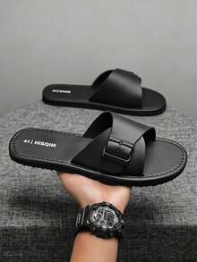 HISQIM Men's Sandals, Fashionable And Comfortable Indoor/Outdoor Footwear, Classic Buckle Design, Suitable For Casual And Formal Occasions, Durable And Wear-Resistant, Refreshing - Black - View 5