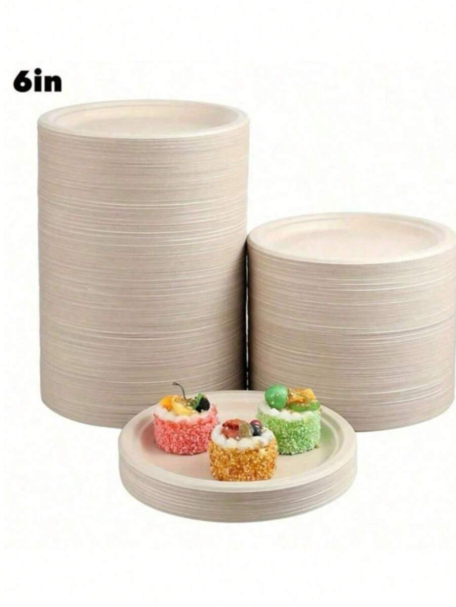 100个/包，6英寸加厚纸盘，派对餐盘，一次性餐盘，可重复使用且防漏，适用于庆祝活动、派对、性别揭晓派对、薯条、薯片、热狗、墨西哥卷饼、烧烤、聚会、野餐、婚礼等场合。 - 彩色 - 查看 1