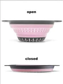Kitchen Colander With Drainage Design, Convenient For Washing Vegetables, Essential Kitchen Helper - Pink - View 3