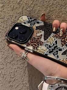 Various Spliced Leopard Prints And Stars Phone Case Suitable For Compatible With Iphone17 16, 15, 14, 13, 12, 11, PRO MAX,  X, XS, PLUS,As Well As, Galaxy S22/23/24 Ultra/FE+The Product Is A 2D Image - Estilo 1 (1 pieza) - Ver 5