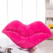 Lips Shaped Pillows Solid Color Cute Soft Fashion Plush Sofa Cushions Home Decoration - Hot Pink - View 1