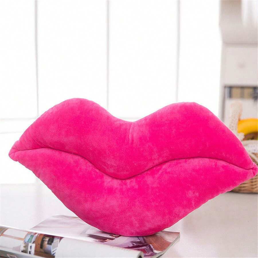 Lips Shaped Pillows Solid Color Cute Soft Fashion Plush Sofa Cushions Home Decoration - Hot Pink - View 1