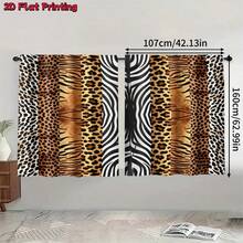 2 piezas Cortinas de dormitorio con estampado de leopardo, tigre y cebra en patchwork semitransparente, diseño de bolsillo para barra sin taladro, colgado con bolsillo para barra, estilo de lujo ligero para cortinas de sala de estar, cortinas de cocina, adecuado para decoración del hogar, decoración de habitación, decoración de casa, material de poliéster, lavable a máquina y a mano - 2pcs - Ver 15