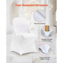 12Pcs & 30Pcs Spandex Chair Covers White Folding Kitchen Chairs Cover Universal Washable Slipcovers Protector Removable Chair Seat Covers For Wedding Party Dining Room Banquet Event - 白色 - 查看 6