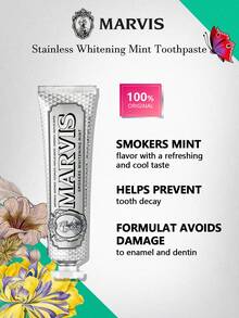 Marvis 85ml/2.87 Fl Oz Powerful Whitening Mint Toothpaste, Suitable For Smokers To Remove Stains, Whitening Care, Gentle Cleaning Formula, Long-Lasting Fresh Breath, Luxury Italian Toothpaste, Holiday Gift, Mother's Day Gift - Enhanced Brightening Mint - View 2