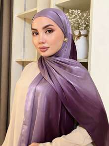 New Ombre Gradient Color Modest Women's Shiny Organza Hijab Scarf, Lightweight And Breathable,Beach,Holiday - Multicolor - View 14