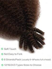 1 Gói Tóc Nối Xoăn Màu Nâu, Tóc Giả Tổng Hợp Dùng Để Tết Xoắn, Tóc Nối Xoăn Dẻo, Mượt Mà, Kiểu Tóc Afro, Gợn Sóng - màu đen - Xem 11