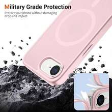 适用于 17 E、16、15、14、13、12、11、17 Pro Max、15 Plus 的磁吸式 Magsafe 无线充电保护壳，半透明磨砂后盖 - 粉色 - 查看 5