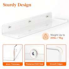 Floating Helve For  Acrylic  Organizer For Perfume Makeup Figure Nail Polih Ph Book 14" Decor Diplay Rack For    Kitchen Clear 4 Pack - Clear - View 4