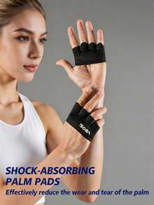 VBOSI 1 Par de Luvas Leves de Academia de 4 Dedos Unissex - Aprimorado Grip para Exercícios e Treinamento de Força - Preto - Visão 3