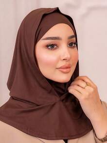 1 pieza Pasamontaña de unicolor para mujer, cuello calentador, diadema elástica, turbante, transpirable y cómodo, de gran amplitud, absorbente del sudor, multifuncional, accesorio deportivo, bufanda minimalista de moda, capucha y diadema a juego, esencial para playa, vacaciones y viajes - Multicolor - Ver 14