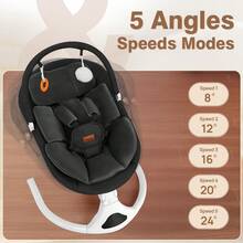 Portable Electric Baby Swing Remote Control, 5 Speeds Bluetooth Infant Bouncer (Black) - US A Type Plug(110-127V) - View 7