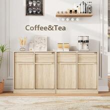 Versatile Storage Solution Sideboard Buffet Cabinet – Modern Grey, 2 Doors & 2 Drawers, 31.5" Wide – Ideal for Dining Room, Kitchen, or Living Room – Coffee Bar Table - natürlich - Übersicht 3