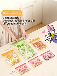 Túi đựng thực phẩm hoạt hình dễ thương được cấp phép chính thức bởi Disney, chất liệu PE, túi kín khí chống rò rỉ, thích hợp cho tủ lạnh, tủ đông, lò vi sóng, túi bảo quản thực phẩm tái sử dụng, có các kích cỡ lớn/vừa/nhỏ. - Xem 4