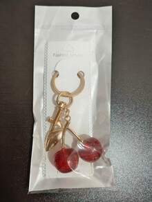 1个大号樱桃形水晶吊坠，钥匙扣吊坠，闪亮樱桃吊坠钥匙扣带夹子，闪亮树脂和金属配件，男女通用钥匙扣，钱包和包包挂饰 - 彩色 - 查看 10