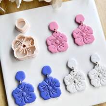 2pcs/Set Bohemian Flower Soft Clay Earring Mold, Suitable For DIY Earrings And Jewelry Making, Ceramic Earring Crafting, Handmade Earring Making Tools - Apricot - View 4